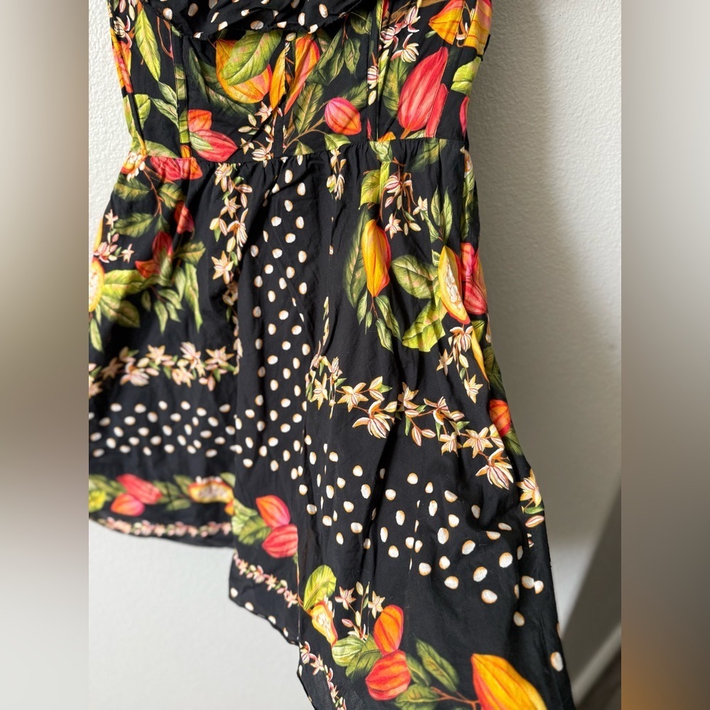 Farm Rio Tropical Floral Polka Dot Mini Dress S | Ruffle Strap Summer Vacation - Picture 5 of 13